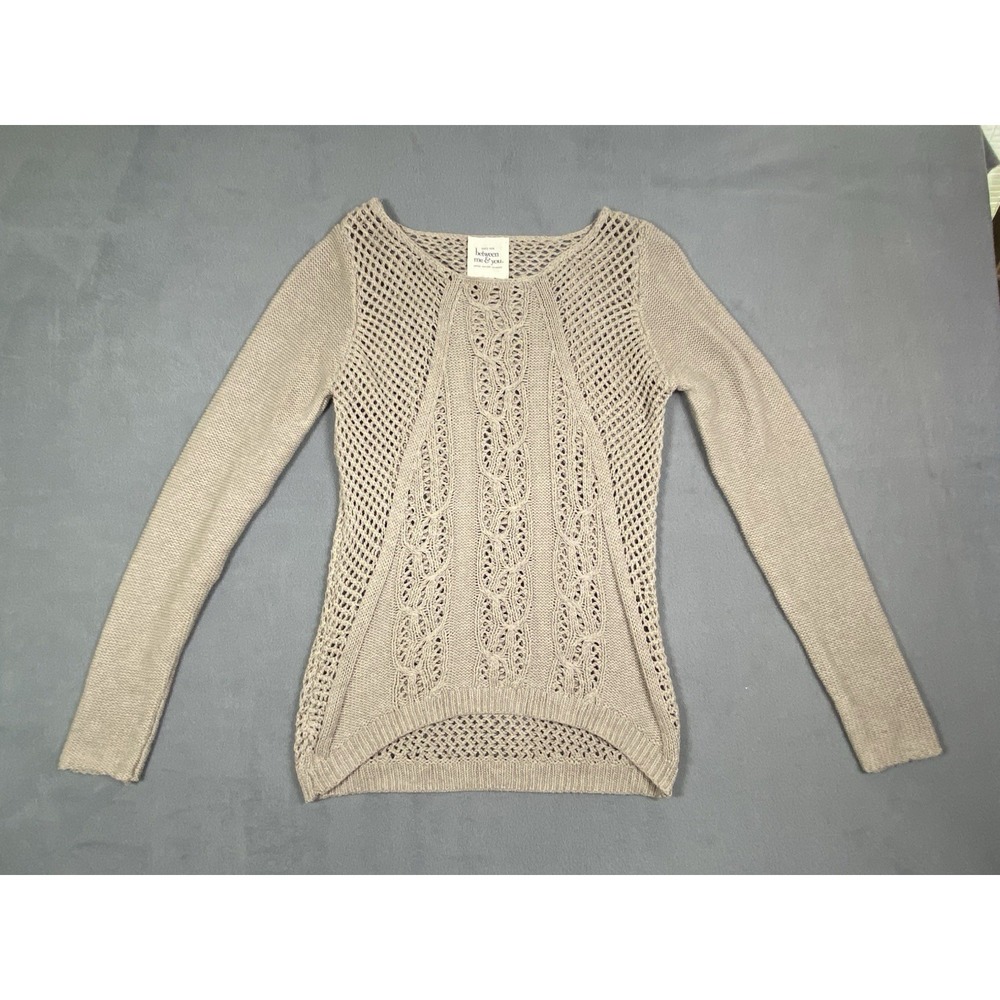 Between Me & You Open Knit Sweater Women's Small Cabincore Boho Beige Minimalist